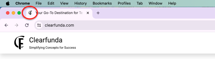 Favicon location in browser tab